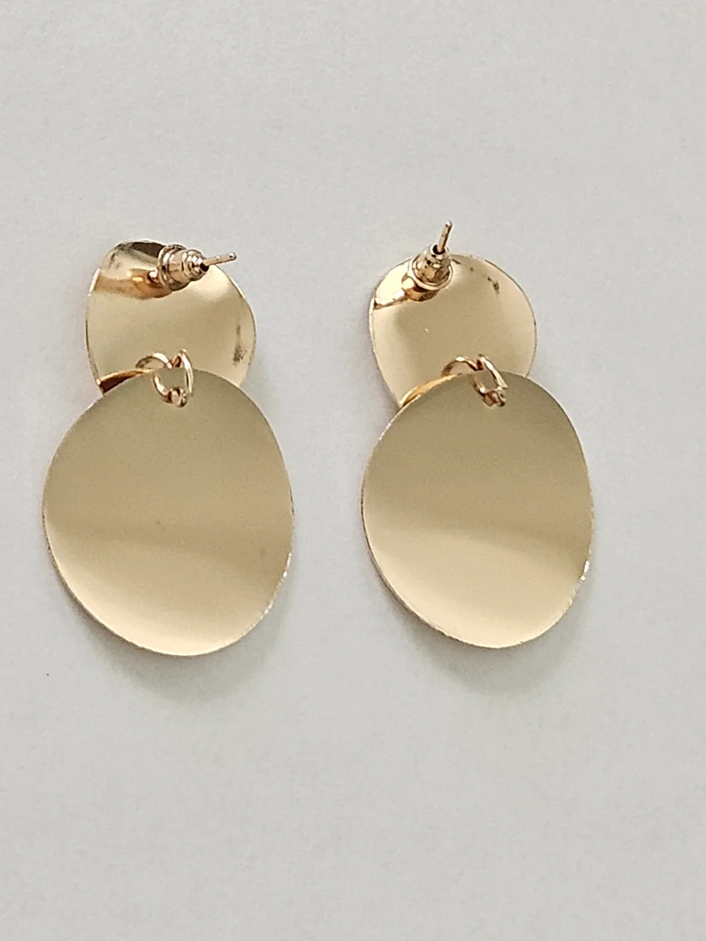 NEW Gold Double Circle Geometric Drop Earrings Contemporary Maximalism Formal